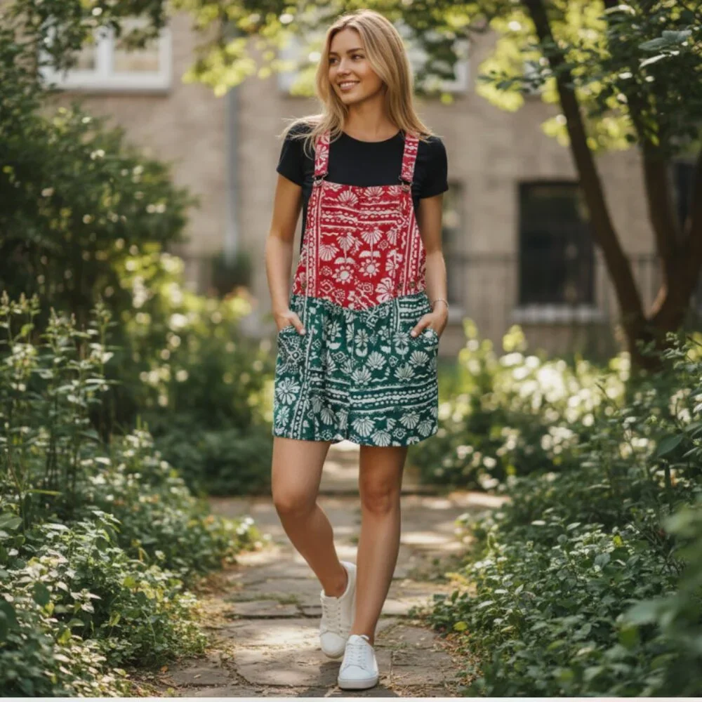 NEW Free People Women's Red Palm Bay Printed Shortalls